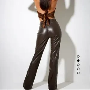 Motel Rocks Brown Pu Trousers Motel Rocks Pants Jumpsuits Motel